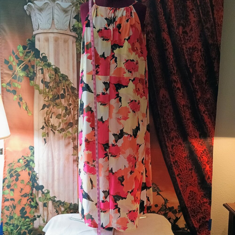 EUC: AVA & VIV Sze 3X Multicolor Floral V-Neck Halter Maxi Dress - Picture 4 of 6